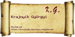 Krajnyik Györgyi névjegykártya